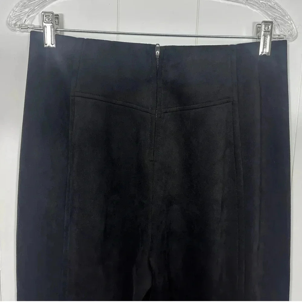 NWT FREE PEOPLE CURVY Real Deal Faux Suede Flare Black Pants Size 29 Open Leg - Picture 8 of 15